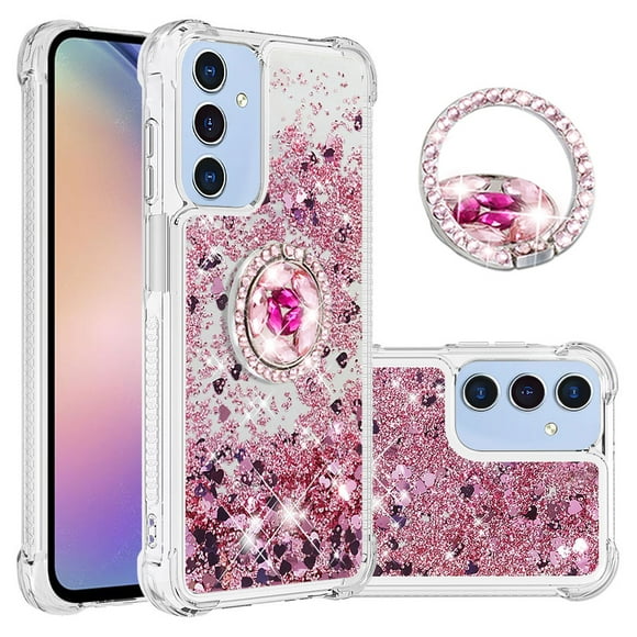 Funda Para Sansung Galaxy A16 Con Brillo Líquido, Protección Completa Y Soporte De Anillo Giratorio