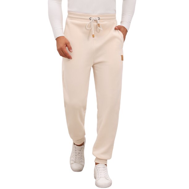 INSPIRE CHIC Pantalones de Jogging para Hombre con Cintura Elástica y Cordón, Cómodos para el Gimnasio, 34 Beige