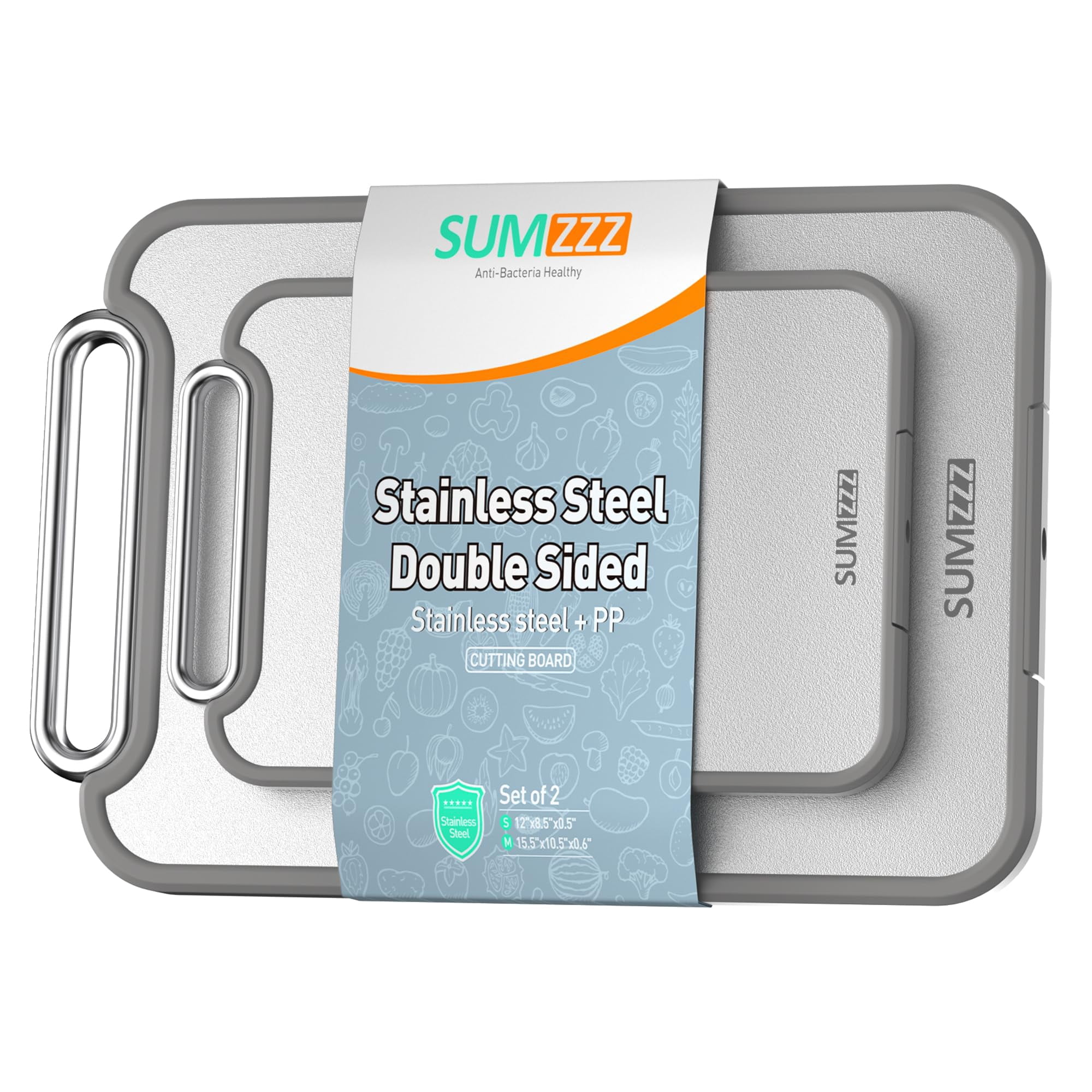 Tabla De Cortar Sumzzz De Acero Inoxidable 2 En 1 De Doble Cara