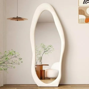 Santú Home & Deco - Espejo Cuerpo Entero Dormitorio Grande Terciopelo Blanco