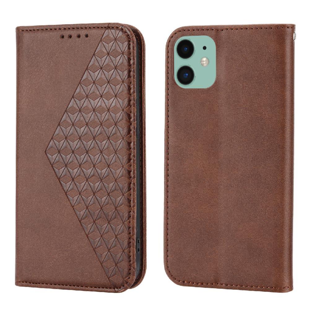 Funda Flip Foxdock Para Iphone 11 , Estilo Billetera Con Diseño Rombo, Correa De Mano Y Soporte, Uso Diario