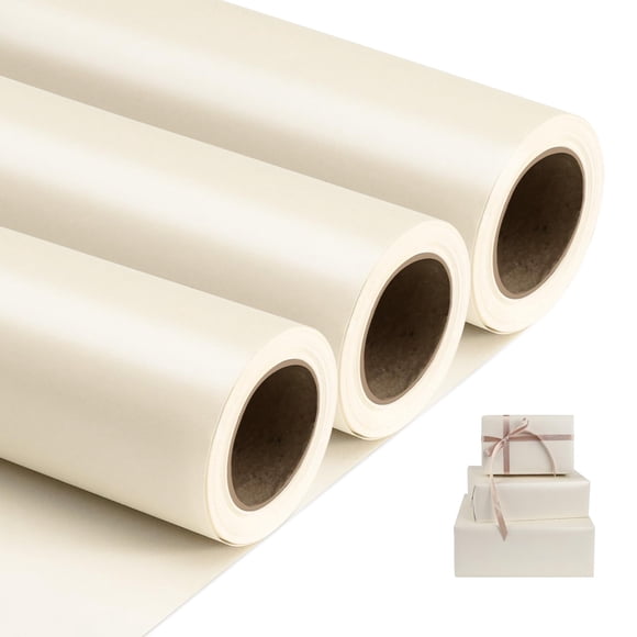 Papel para envolver regalos NESCCI, blanco mate, 43 cm x 10 m, 3 rollos