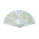 thumbnail image 1 of Abanico de mano Feng Shui Import blanco con bordado de flores doradas, 1 of 5