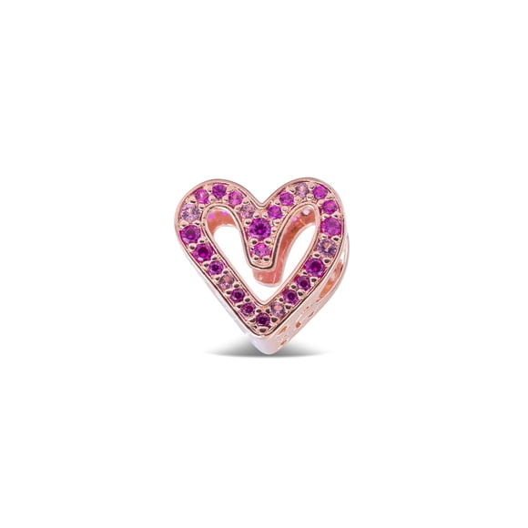 Charm Pandora Sparkling Ruby Red & Pink Freehand Heart