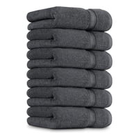 Aura Zeus - Juego De 8 Toallas De Mano 70X40 Cm Algodon 500G Baño Set Az Gris Gris