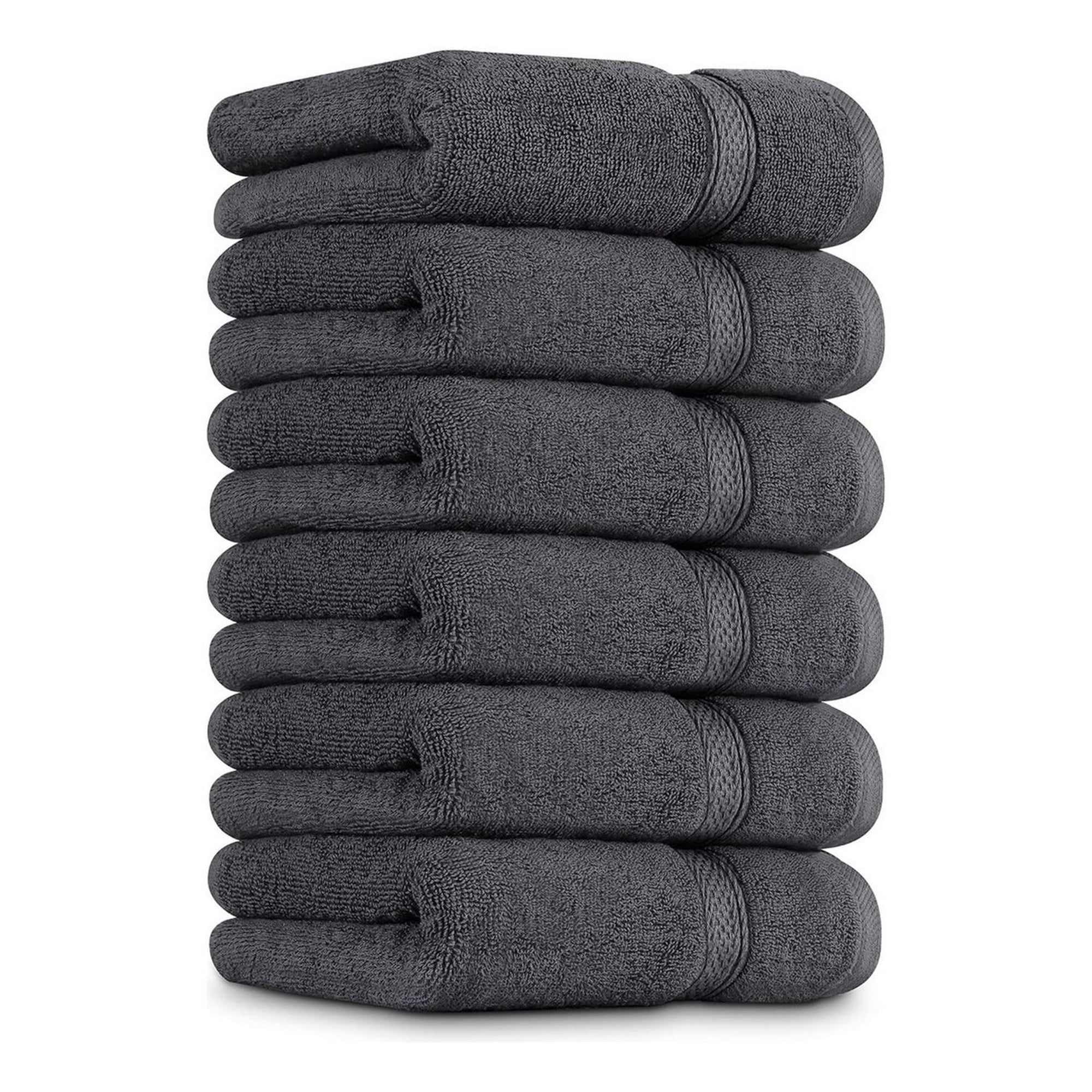 Aura Zeus - Juego De 8 Toallas De Mano 70x40 Cm Algodon 500g Baño Set Az Gris Gris