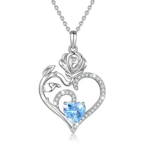 Collar Heshpaws 925 Sterling Silver Birthstone Rose Flower Heart Pendant 18+2"" Ajustable