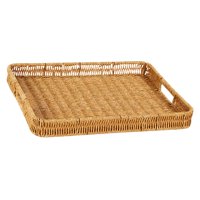 Magideal - Cesta De Mimbre Tejida, Contenedor De Decoración Del Hogar, Cesta De Artículos De Tocador De Tejido, Organizador De Manos, Bandeja Tejida A Mano Para Rectangular