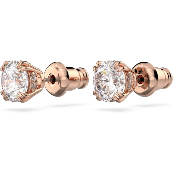 Aros Swarovski Stilla Stud Earrings Round Cut White Rose Gold-Tone Plated