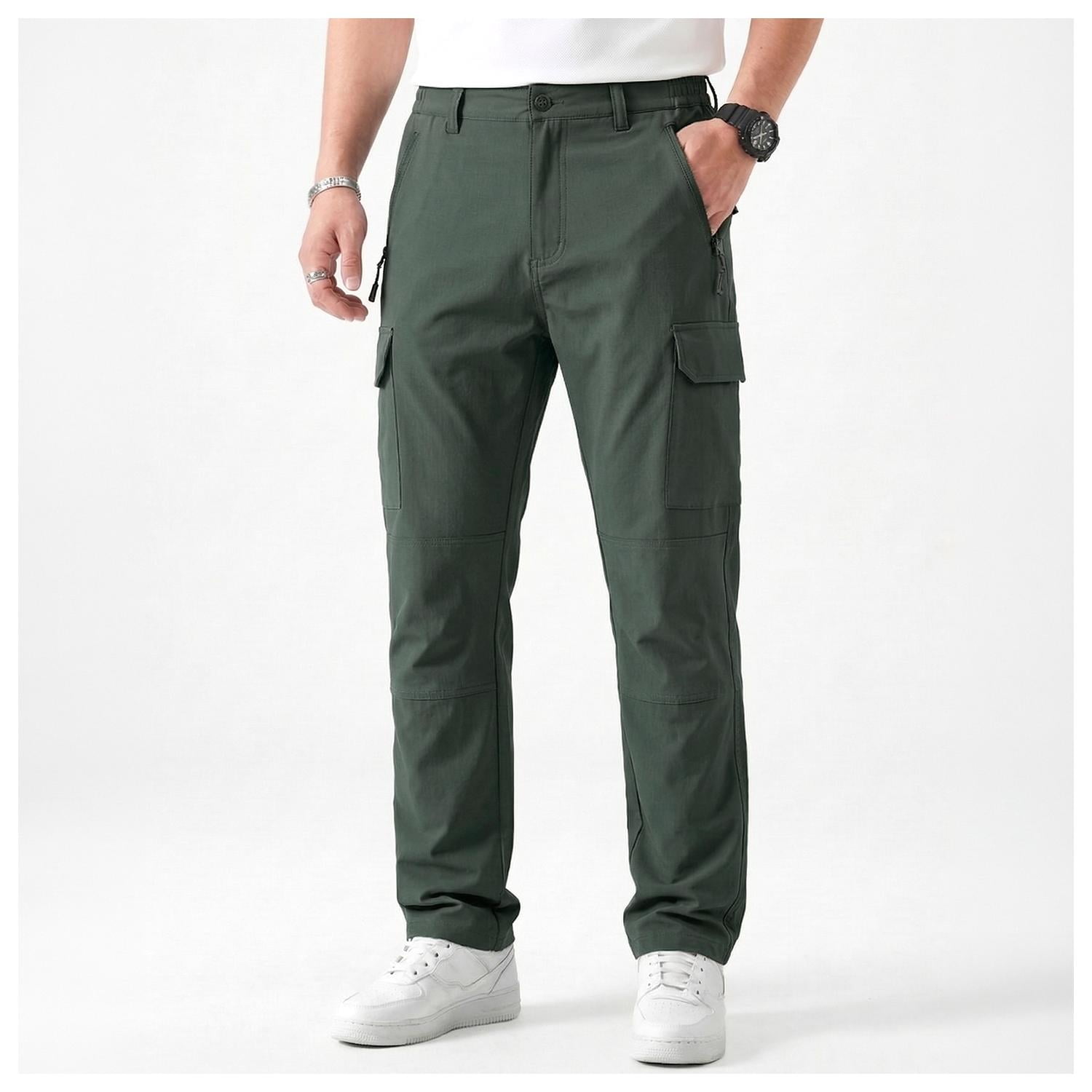 Genérico - Pantalon Termico Softshell Impermeable Hombre Invierno Frio Verde M