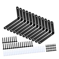 Magideal - 12 Piezas De Soportes De Esquina Para Estante De Pared, Soportes De Ángulo Para Juntas Que Ahorran Espacio, Soportes Para Estante Para Armario, Negro