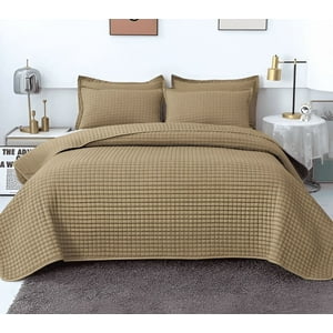 Genérico - Cobertor Lujo Quilt Verano 1.5 Plaza Caqui C27