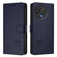 Funda Tipo Cartera Foxdock Para Tcl 60R Con Soporte, Ranuras, Rfid, Diseño De Gato