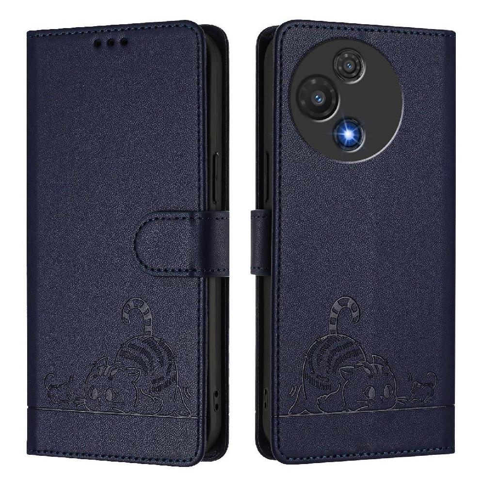 Funda Tipo Cartera Foxdock Para Tcl 60R Con Soporte, Ranuras, Rfid, Diseño De Gato