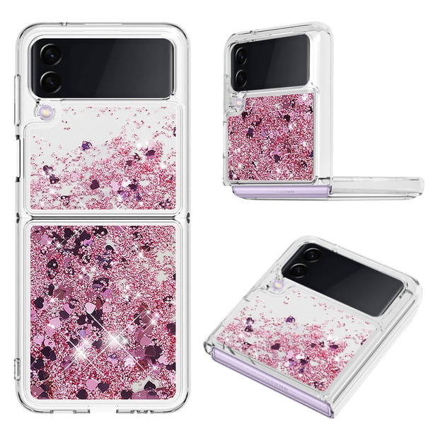 Funda Para Sansung Galaxy Z Flip 3 Con Brillo Líquido, Protección Completa Y Soporte De Anillo Giratorio