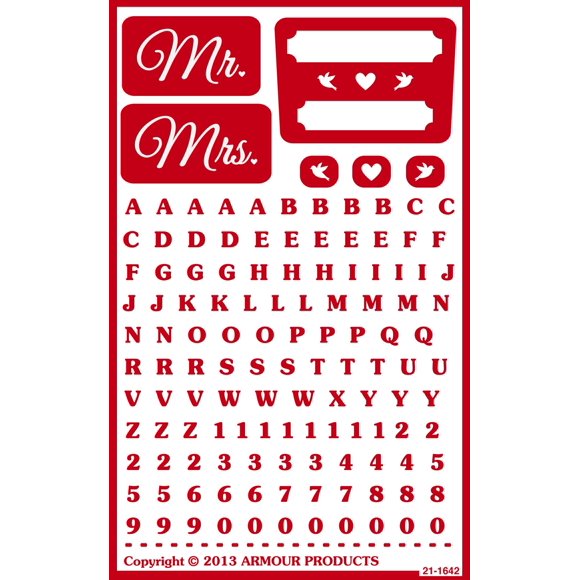 Plantilla para Grabado en Vidrio Armour Etch 5x8 Pulgadas Sr. y Sra.