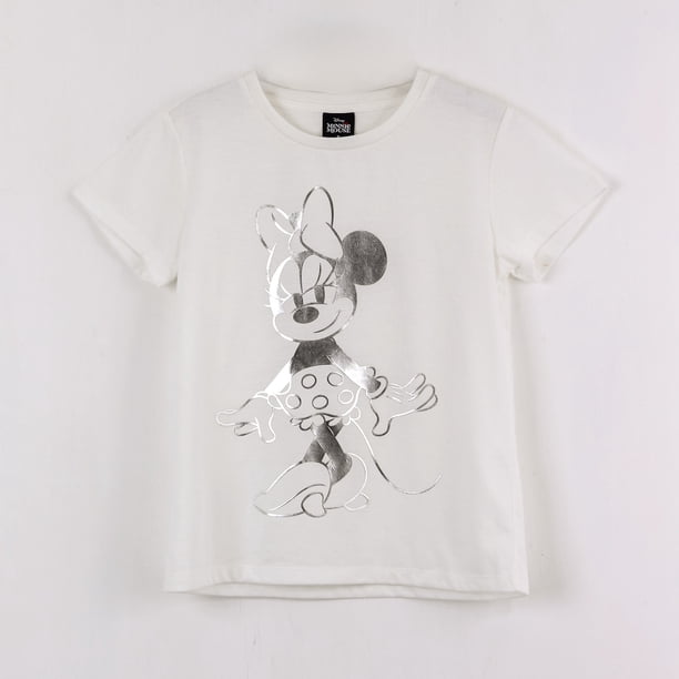 Polera Manga Corta Niña Minnie Disney Tonal Blanco