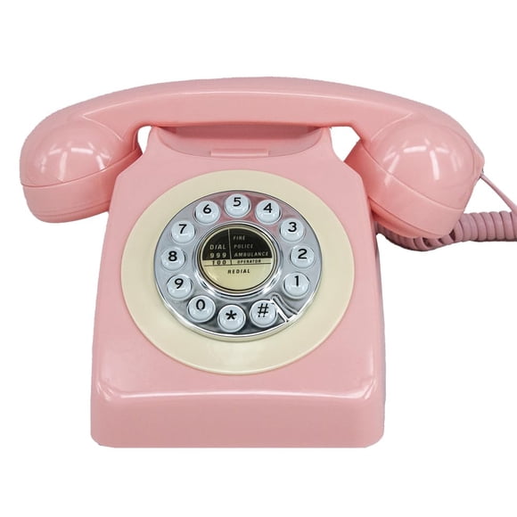 Teléfono fijo GHYTMTHOT con botón de marcación rosa