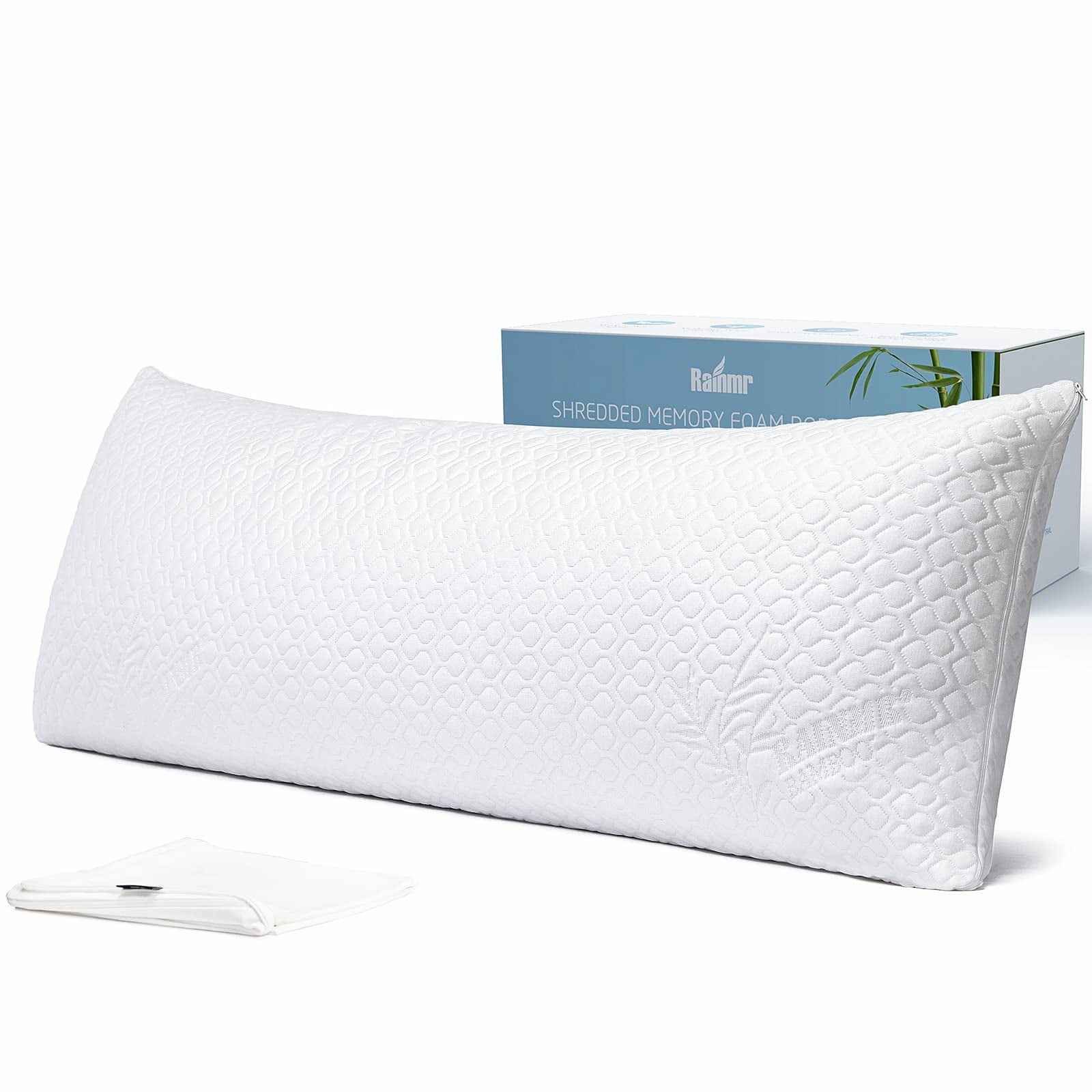 Almohada Rainmr Para Todo El Cuerpo, Espuma Viscoelástica Triturada, 20 X 54 Cm