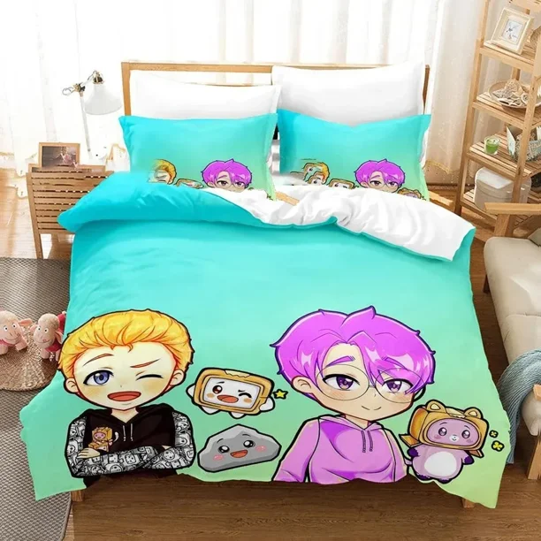 v25 Bed Sheets Cartoon Foxy Boxy Lanky-box Bedding Set Duvet Cover Bedroom Comforter Covers Single Twin King Size Quilt Cover Home 3-Piece Bedding Set (1 Duvet Cover + 2 Pillow Shams) Bed Sheets ju25