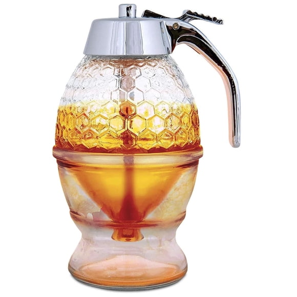 Dispensador de miel Hunnibi, vidrio antigoteo de 240 ml con tapa de plástico