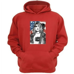 Genérico - Polerón Canguro Kurt Cobain Rojo Talla Xs Unisex
