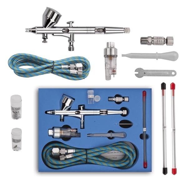 Kit de aerógrafo Pinkiou multiusos de doble acción con boquillas de 0.2, 0.3 y 0.5 mm