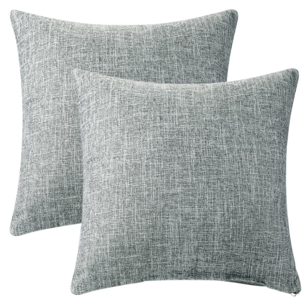 REGALWOVEN Fundas de Almohada Decorativas de Lino para Casa de Campo, Juego de 2 Fundas de Cojín Cuadradas Rústicas para Sofá Hogar, Gris Oscuro 20" x 20"