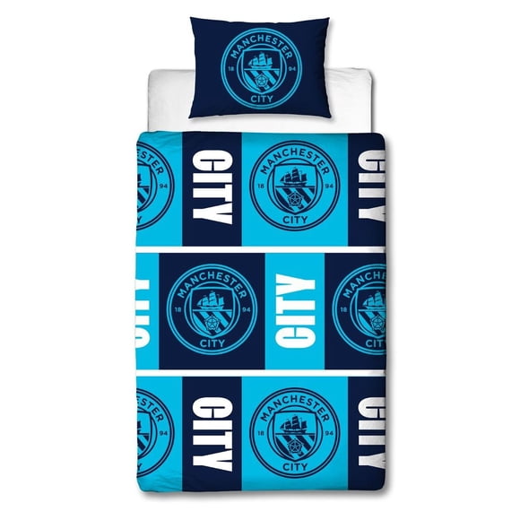 Manchester City FC Official Flashy Single Duvet Cover and Pillowcase Set