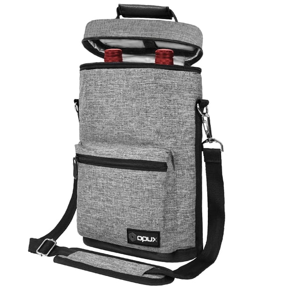 Bolsa de vino OPUX con aislamiento para 2 botellas, color gris jaspeado