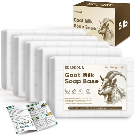 EDSRDRUS 5 lb Goat Milk Soap Base, Melt and Pour, Pre-Scored