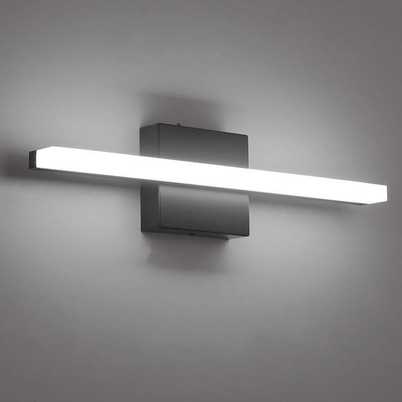 Lámpara LED combinada para tocador de baño, 40 cm, 9 W, negra, IP44, 6000 K