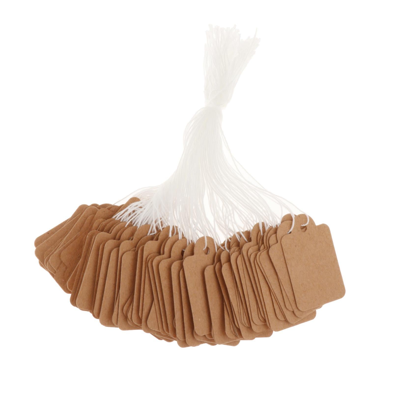 Magideal - 100 Piezas Etiquetas De Regalo En Blanco Etiquetas De Papel Con Cuerda Adjunta Diy Artesanía Etiquetas De Exhibición De Precios Para Productos De Boda Papel Kraft De 35x22 Mm