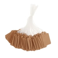 Magideal - 100 Piezas Etiquetas De Regalo En Blanco Etiquetas De Papel Con Cuerda Adjunta Diy Artesanía Etiquetas De Exhibición De Precios Para Productos De Boda Papel Kraft De 35X22 Mm