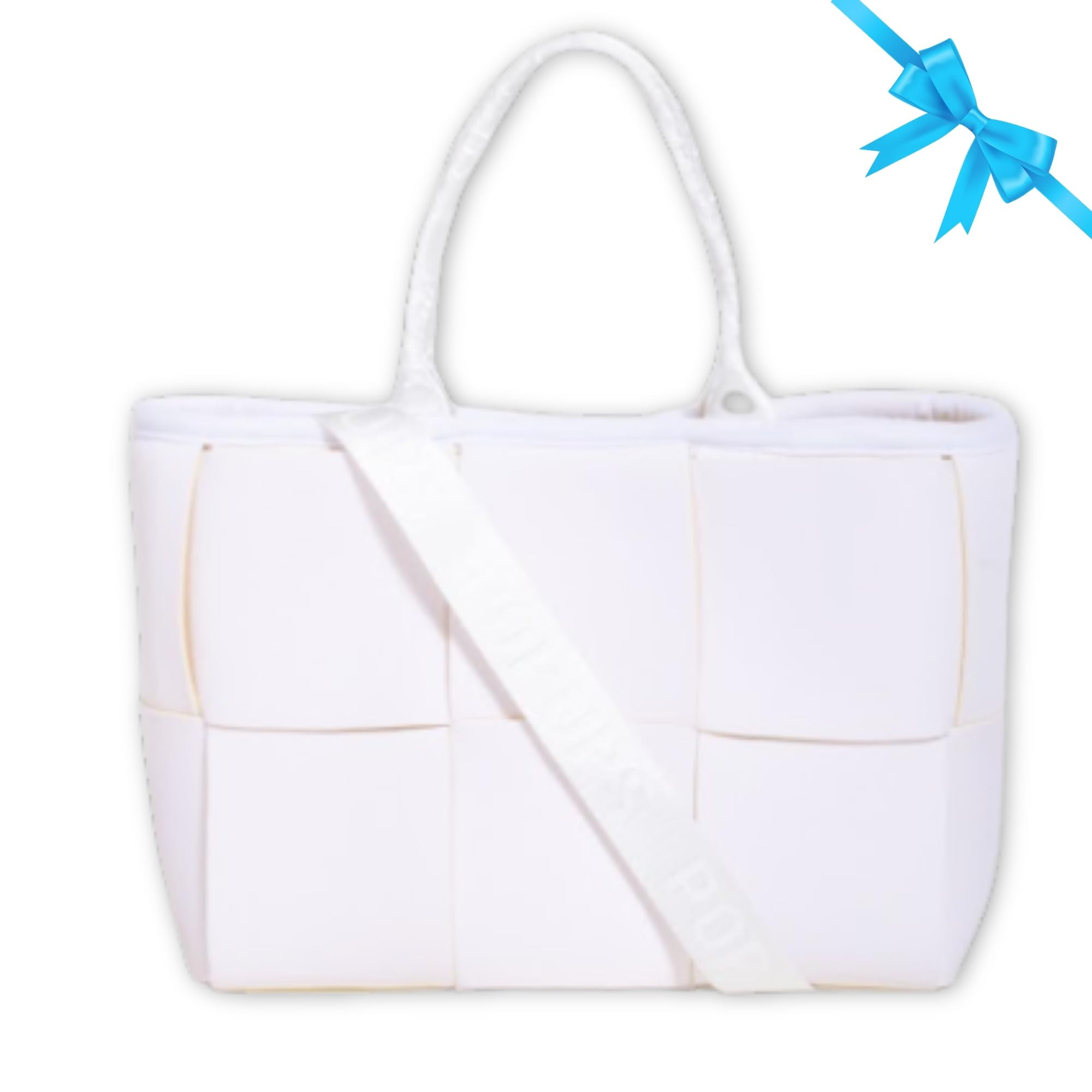 Bolso De Mano Popups Interwoven De Neopreno Con Forma De Minibandolera, Color Blanco