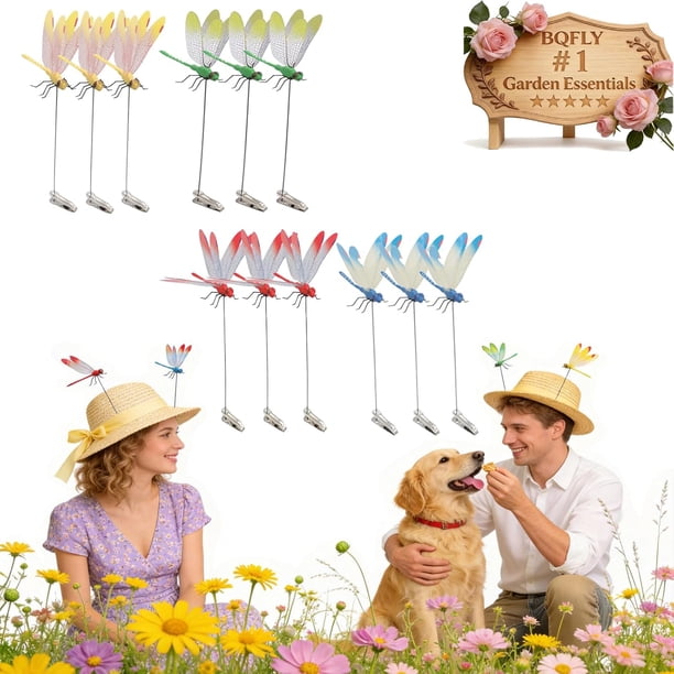 8 clips libélula repelente insectos 3D falsas mantener insectos alejados estacas decoración jardín