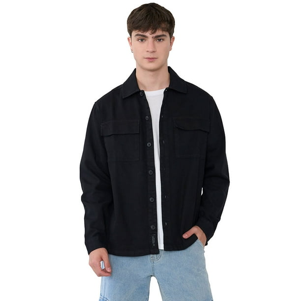 Casaca Hombre Bolsillos Negro Corona