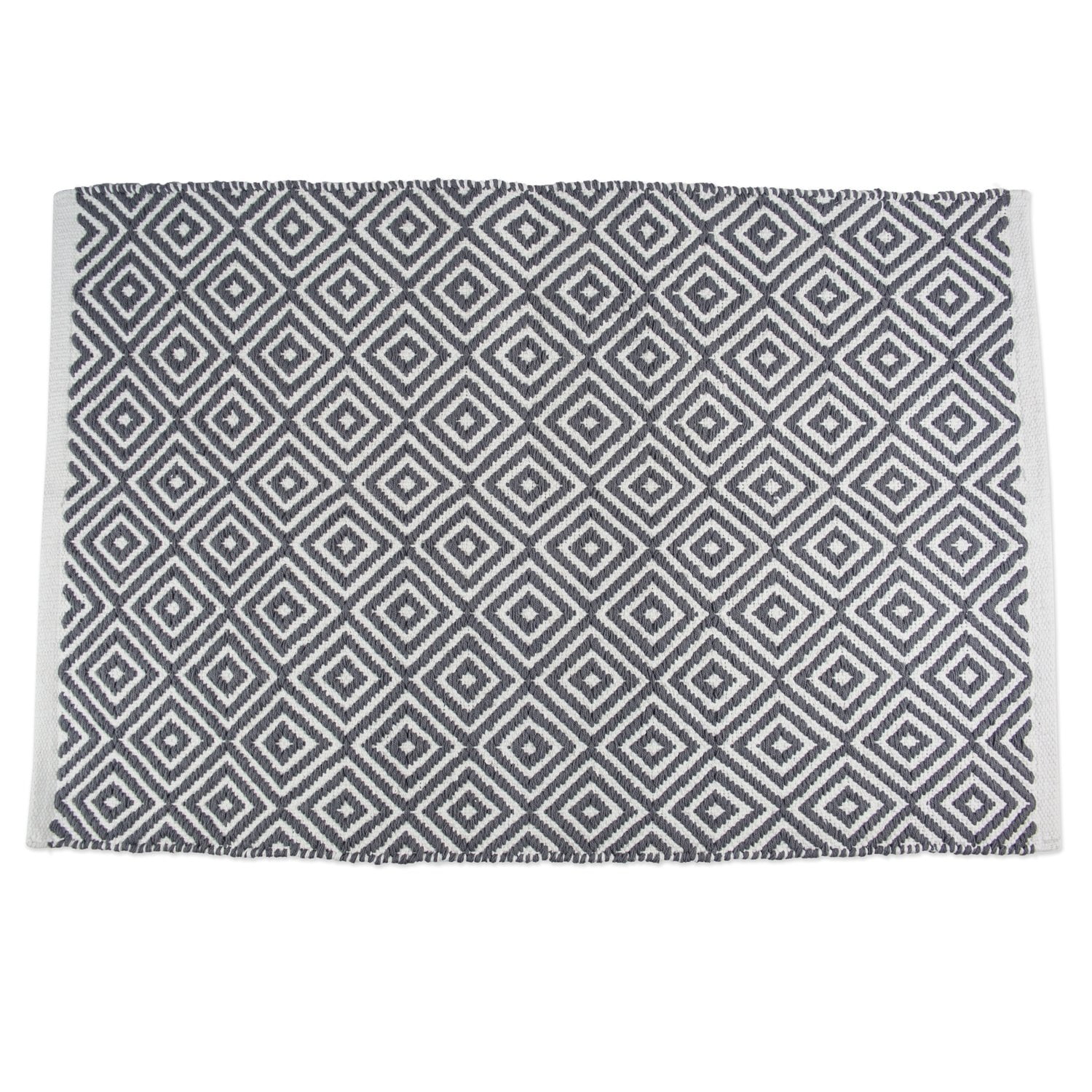 Alfombra Dii 61 X 91 Cm De Algodón, Rombos Grises, Pequeña
