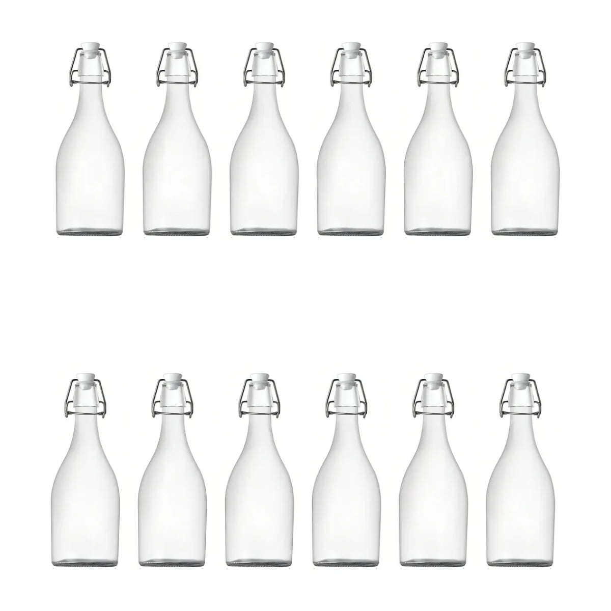 Genérico - Caja De 12 Botellas De Vidrio Tapa Hermetico Jugos 1000ml Color Transparente