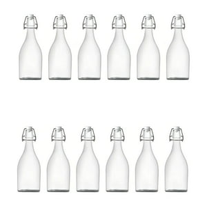Genérico - Caja De 12 Botellas De Vidrio Tapa Hermetico Jugos 1000Ml Color Transparente
