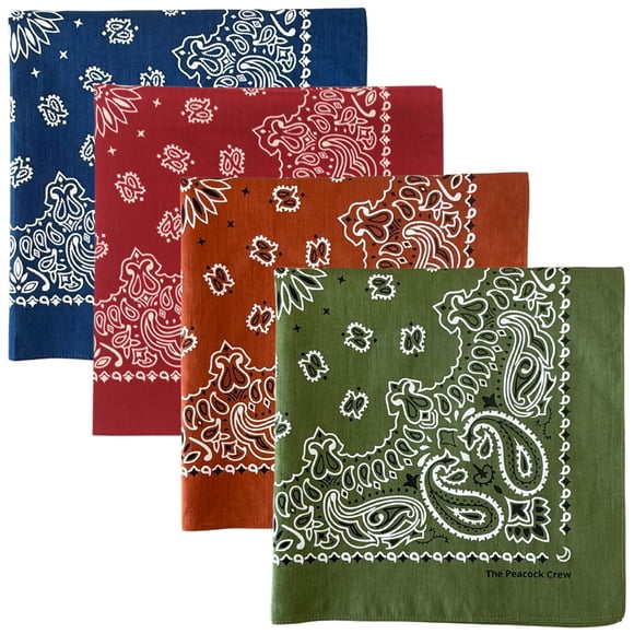 Bandanas The Peacock Crew 56 cm – Pack de 4 de algodón