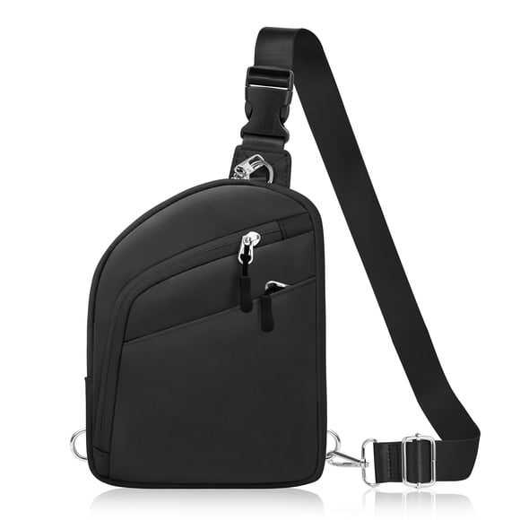 Bolso Bandolera Pequeño Antirrobo Negro Con Rfid 17 X 22 X 4 Cm