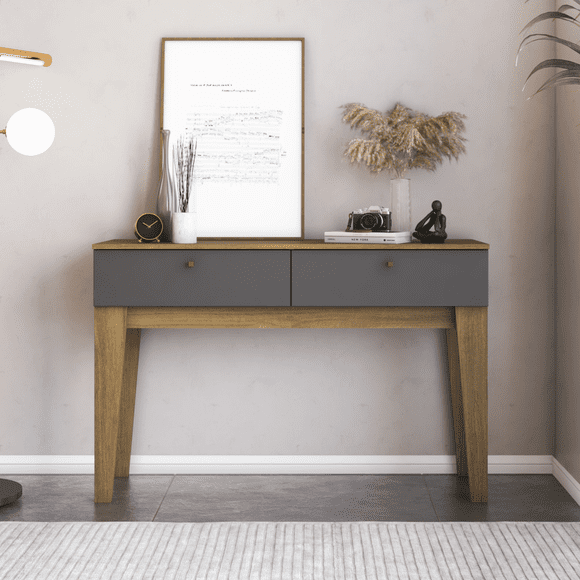 Mesa de Arrimo Rectangular Roma Nogal Grafito