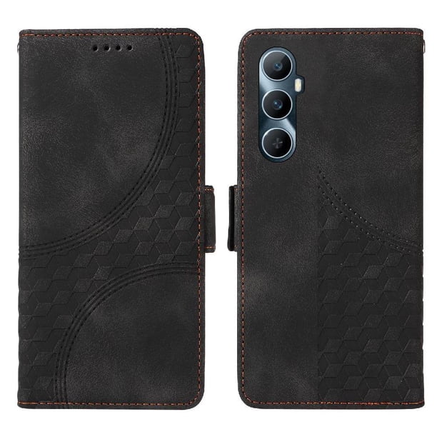 Carcasa FOXDOCK Realme C65 4G de cuero PU, diseño acolchado clásico, protección contra caídas y rayones