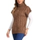 thumbnail image 4 of INSPIRE CHIC Suéter de Mujer Color Sólido Cuello Alto Chaleco Sin Mangas Jersey de Punto Trenzado XL Marrón, 4 of 5