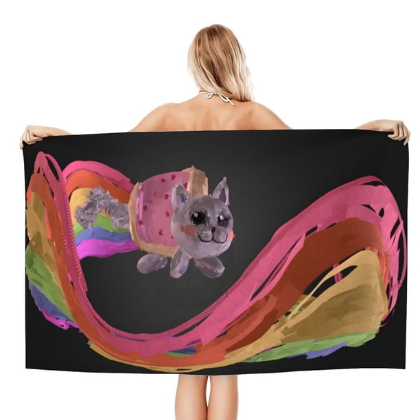 NYAN CAT Toalla de playa de secado rápido con diseño temático, regalo para mujeres y niñas, ideal para cumpleaños, fans, amantes de la música, uso en la playa o al aire libre, 78 × 150 cm