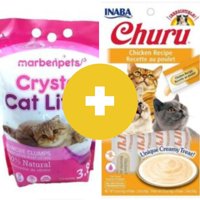 Inaba - Pack 1 Churu Sabor Pollo + 1 Arena Cristal Marben Pets