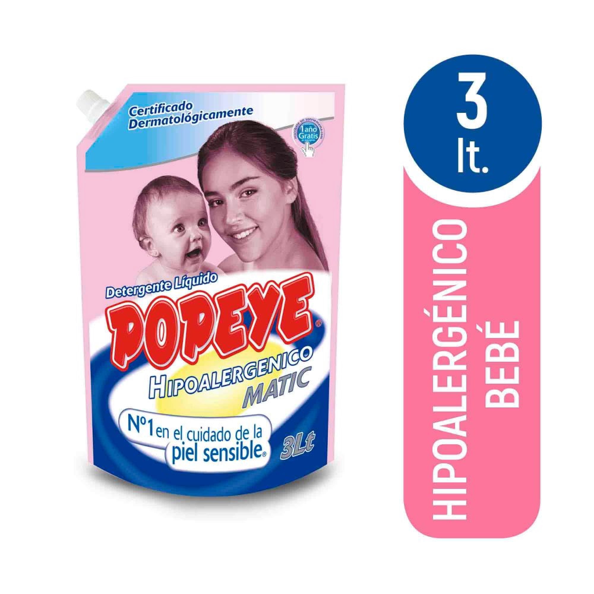 Detergente Líquido Hipoalergénico Bebé Doypack 3 l Popeye