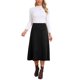 thumbnail image 2 of INSPIRE CHIC Falda de Mujer de Imitación de Gamuza con Cintura Alta Elástica A-Line Midi Falda para Otoño Invierno Conjuntos de Trabajo L Negro, 2 of 6