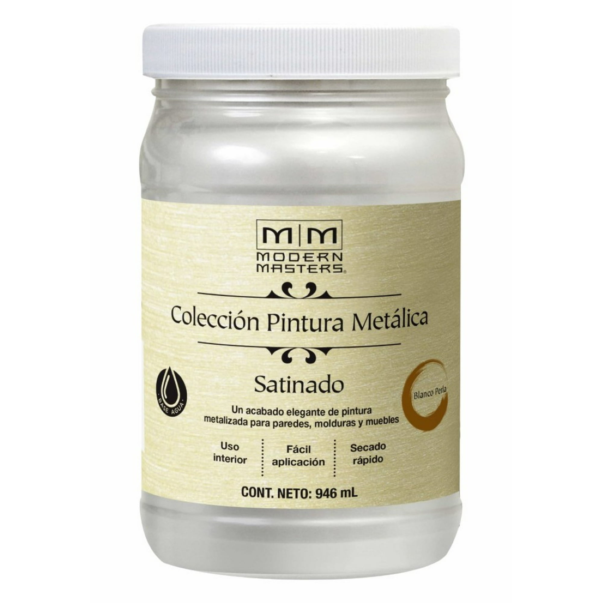 Modern Masters - Pintura Base Agua Metálica Satinada 946ml Blanco Perla
